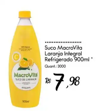 Suco MacroVita Laranja Integral Refrigerado 900ml *