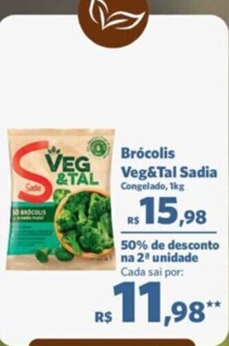 Sam's Club Brócolis Veg&Tal Sadia Congelado, 1kg oferta