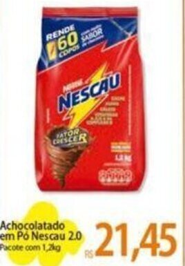 Atacadão Achocolatado em Pó Nescau 2.0 Pacote com 1,2kg oferta
