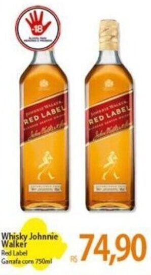 Atacadão Whisky Johnnie Walker Red Label Garrafa com 750ml oferta
