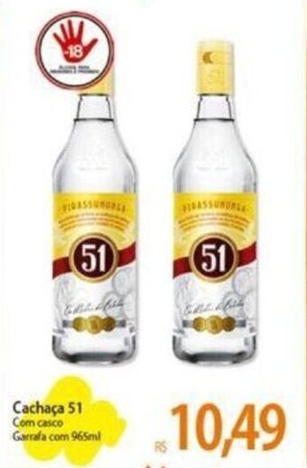 Cachaça 51 Com casco Garrafa com 965ml