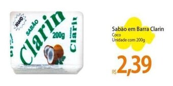 Atacadão Sabão em Barra Clarin Coco Unidade com 200g oferta
