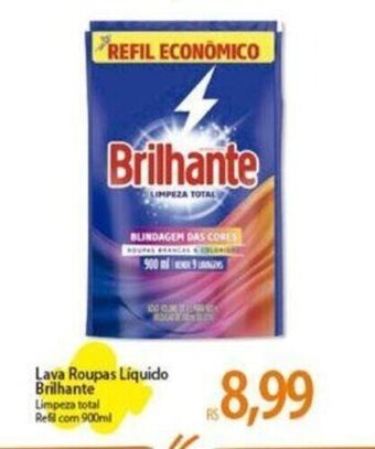 Atacadão Lava Roupas Líquido Brilhante Limpeza total Refil com 900ml oferta