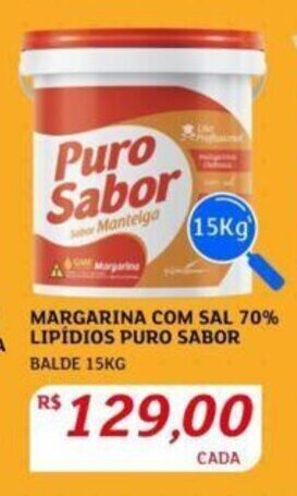 Assaí Atacadista MARGARINA COM SAL 70% LIPÍDIOS PURO SABOR BALDE 15KG oferta
