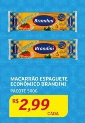 MACARRÃO ESPAGUETE ECONOMICO BRANDINI PACOTE 500G