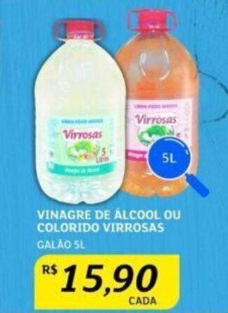VINAGRE DE ÁLCOOL OU COLORIDO VIRROSAS GALÃO 5L