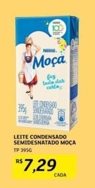 LEITE CONDENSADO SEMIDESNATADO MOÇA TP 395G