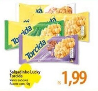 Atacadão Salgadinho Lucky Torcida Vários sabores Pacote com 70g oferta