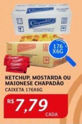Assaí Atacadista KETCHUP, MOSTARDA OU MAIONESE CHAPADÃO CAIXETA 176X6G oferta