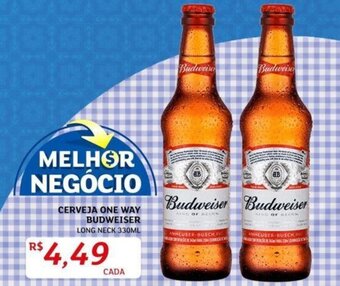 Assaí Atacadista CERVEJA ONE WAY BUDWEISER LONG NECK 330ML oferta