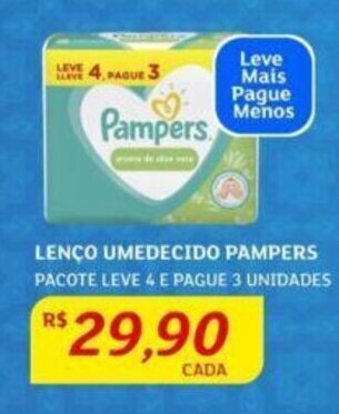 Assaí Atacadista LENÇO UMEDECIDO PAMPERS PACOTE LEVE 4 E PAGUE 3 UNIDADES oferta