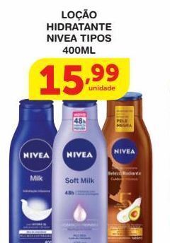 Roldão Loção hidratante nivea tipos 400ml oferta