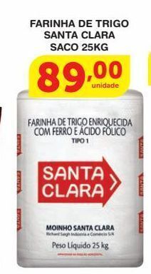 Roldão Farinha de trigo santa clara saco 25kg oferta