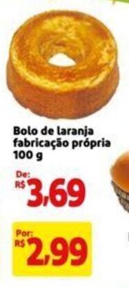 Extra Supermercado Bolo de laranja fabricação própria 100 g oferta