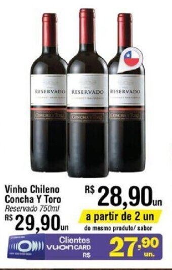 Fort Atacadista Vinho Chileno Concha y Toro Reservado 750ml oferta