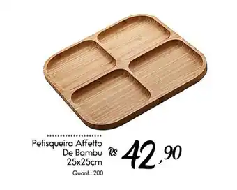 Petisqueira Affetto De Bambu R$ 25x25cm