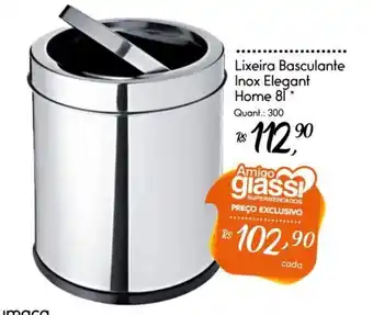 Giassi Supermercados Lixeira Basculante Inox Elegant Home 8l oferta