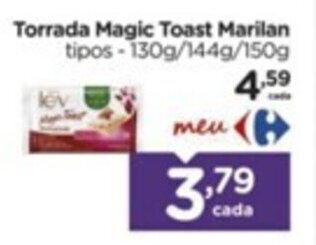 Carrefour Torrada Magic Toast Marilan tipos - 130g/144g/150g oferta