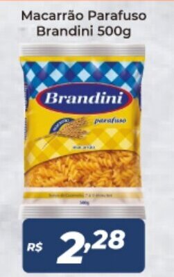 Atakarejo Macarrao Parafuso Brandini 500g oferta