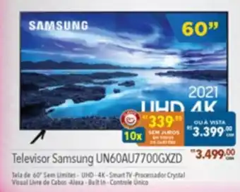 Supermercados Condor Televisor Samsung UN60AU7700GXZD " oferta
