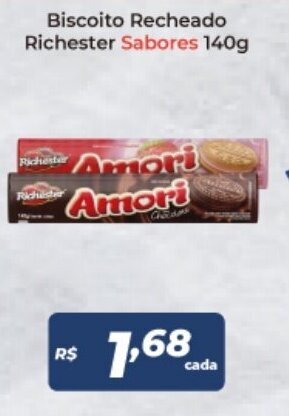 Atakarejo Biscoito Recheado Richester Sabores 140g oferta