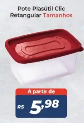 Pote Plastico Clic Retangular Tamanhos