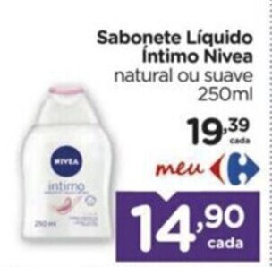 Carrefour Sabonete Líquido Íntimo Nivea natural ou suave 250ml oferta