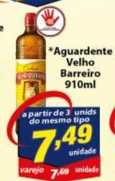 Aguardente Velho Barreiro 910ml