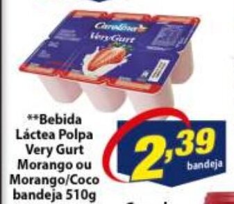 Bebida Lactea Polpa Very Gurt Morango ou Morango Coco bandeja 510g