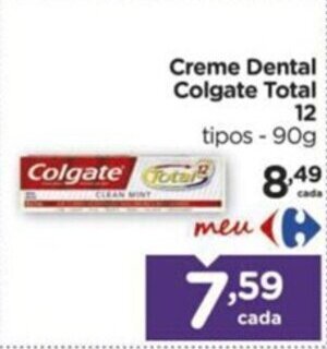 Carrefour Creme Dental Colgate Total 12 tipos - 90g oferta