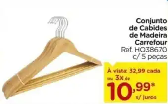 Carrefour Conjunto de Cabides de Madeira Carrefour Ref. HO38670 c/5 peças oferta