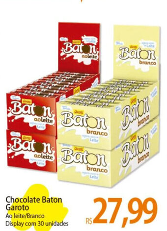Atacadão Chocolate Baton Garoto Ao leite/Branco Display com 30 unidades oferta
