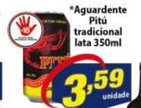Vencedor Atacadista Aguardente Pitu tradicional lata 350ml oferta
