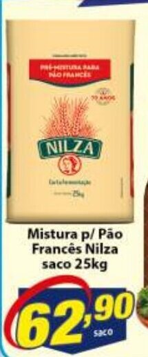 Vencedor Atacadista Mistura p/ Pao Frances Nilza saco 25kg oferta