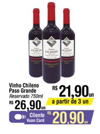 Fort Atacadista Vinho Chileno paso Grande 750ml oferta