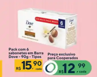 Drogaria Coop Pack com 6 sabonetes em Barra Dove 90g tipos oferta
