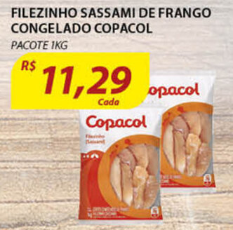 Assaí Atacadista Filezinho Sassami de Frango Congelado Copacol 1kg oferta