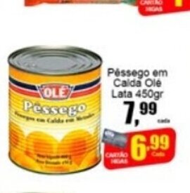 Higa's Supermercado Pessego em Calda Ole Lata 450g oferta