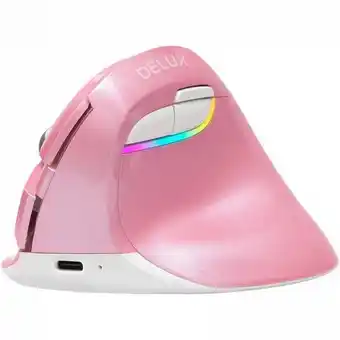 Carrefour Express Mouse ergonomico vertical sem fio reduz a tensao do pulso com sensibilidade ajustavel, 800, 2400 dpi, delux m618mini pink, ro oferta