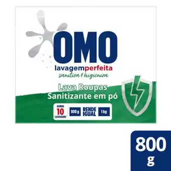 Super Lagoa Sabão em pó omo lavagem perfeita sanitiza & higieniza 800g oferta