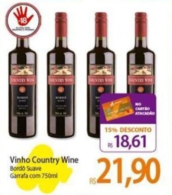 Atacadão Vinho Country Wine Bordo Suave Garrafa com 750ml oferta