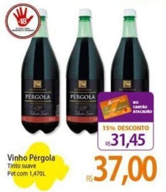 Atacadão Vinho Pérgola Tinto suave Pet com 1,470L oferta