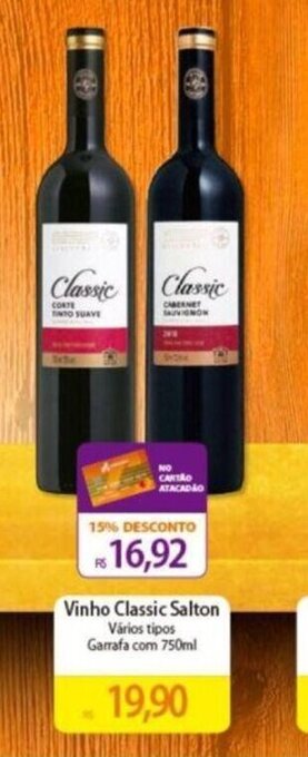 Atacadão Vinho Classic Salton Vários tipos Garrafa com 750ml oferta