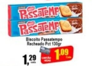 Higa's Supermercado Biscoito Passatempo Rech. 130g oferta
