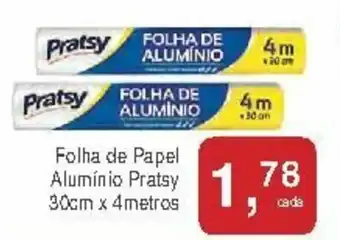 Mineirão Atacarejo Folha de Papel Aluminio Pratsy 30cm x 4m oferta