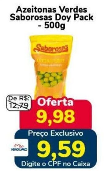 Nagumo Azeitonas Verdes Saborosas Doy Pack - 500g oferta
