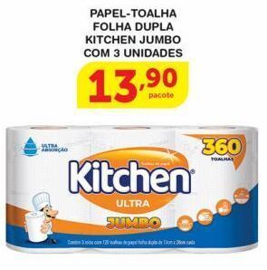 Roldão Papel toalha folha dupla kitchen 3un oferta