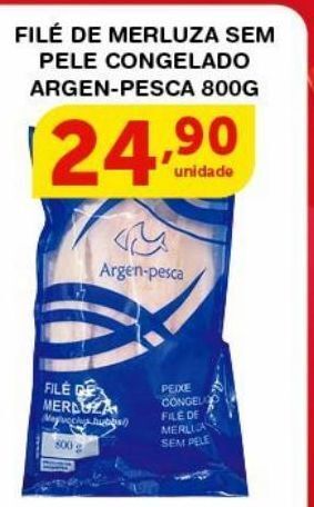 Roldão Filé de merluza sem pele congelado argen-pesca 800g oferta
