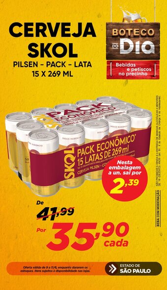 Dia CERVEJA SKOL PILSEN-PACK - LATA 15 X 269 ML oferta
