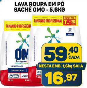 Dom Atacadista LAVA ROUPA EM PÓ SACHÊ OMO - 5,6KG oferta